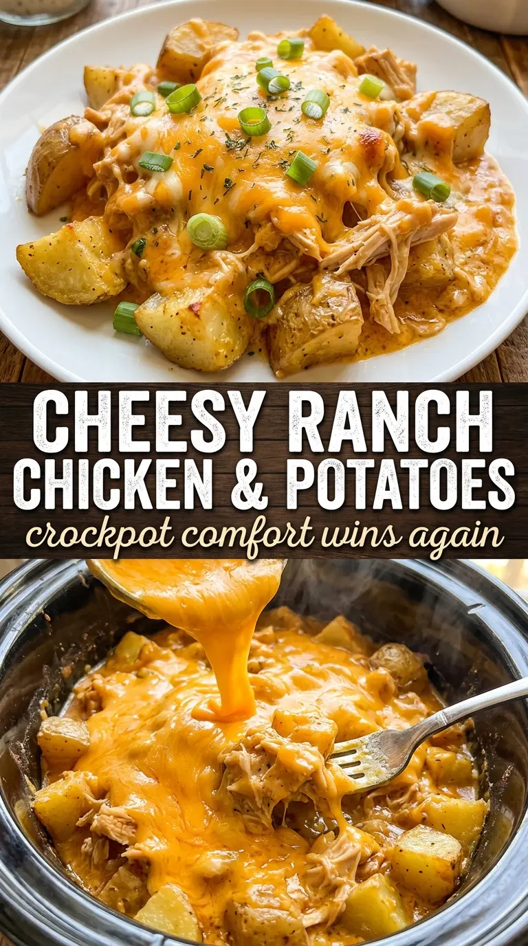 Slow Cooker Cheesy Ranch Chicken and Potatoes cheesy creamy ranch
