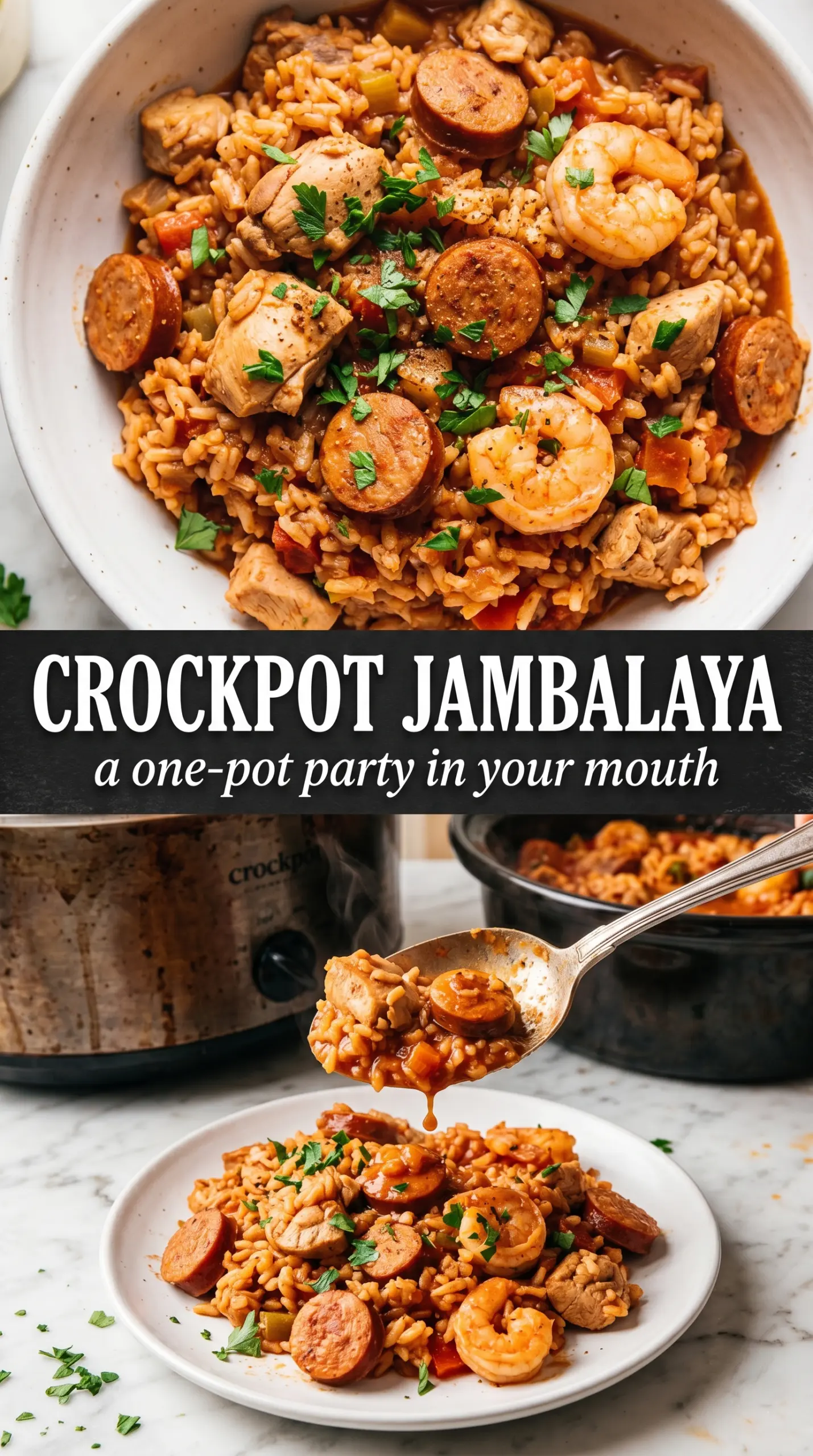 Slow Cooker Chicken Jambalaya smoky rice andouille peppers