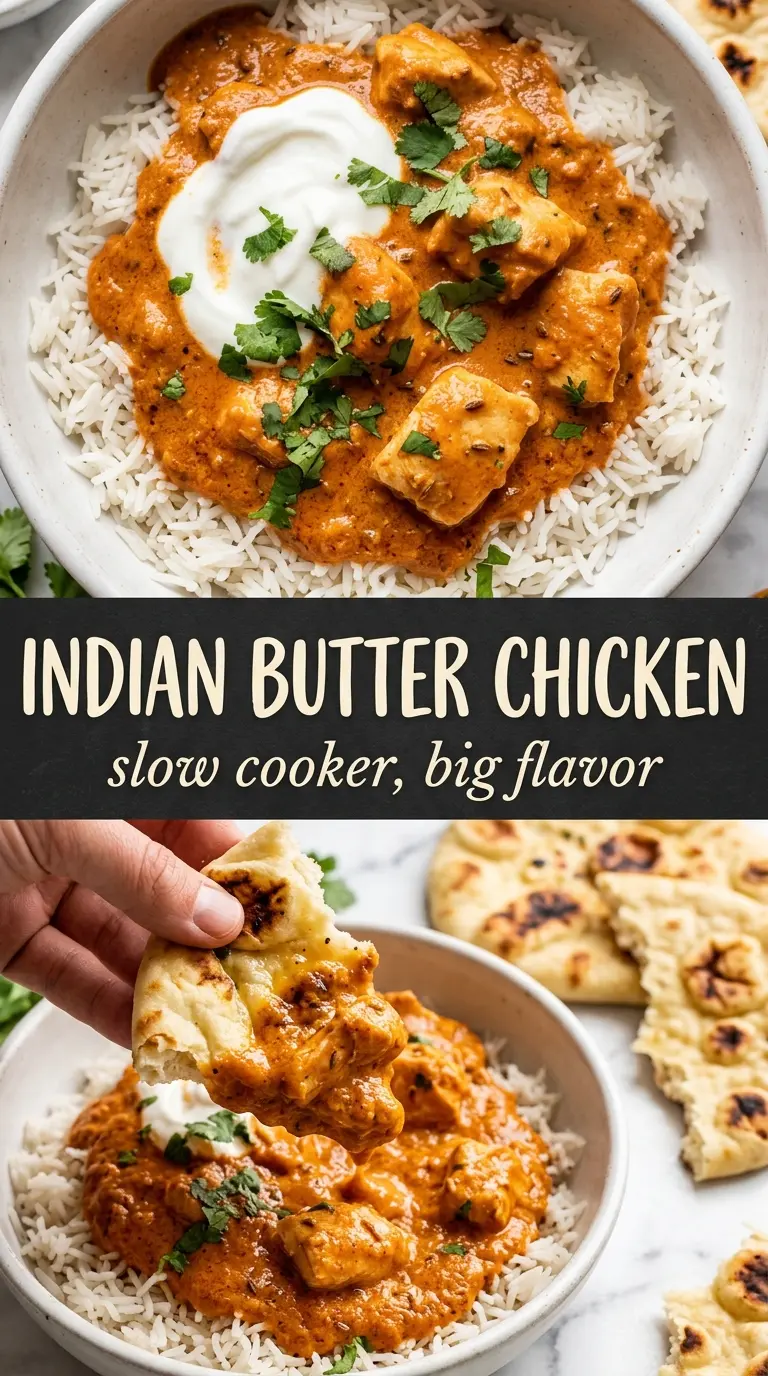 Slow Cooker Indian Butter Chicken creamy spiced cilantro