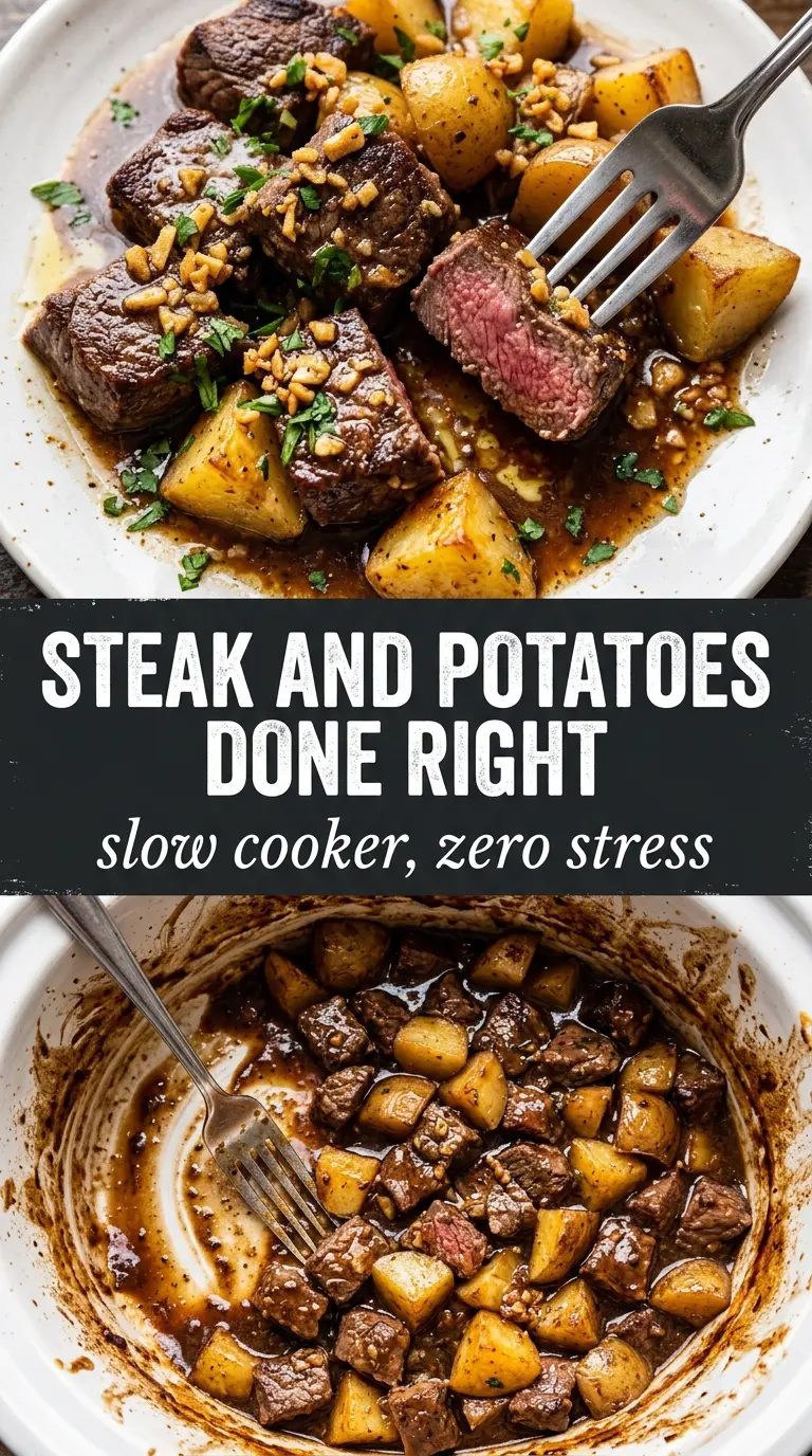 Slow Cooker Steak and Potatoes rustic tender herb broth