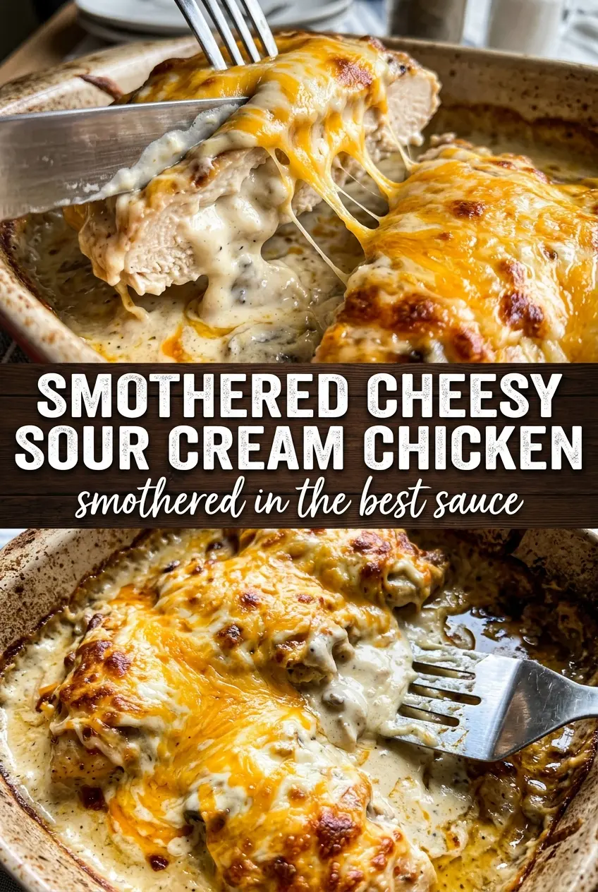 Smothered Cheesy Sour Cream Chicken