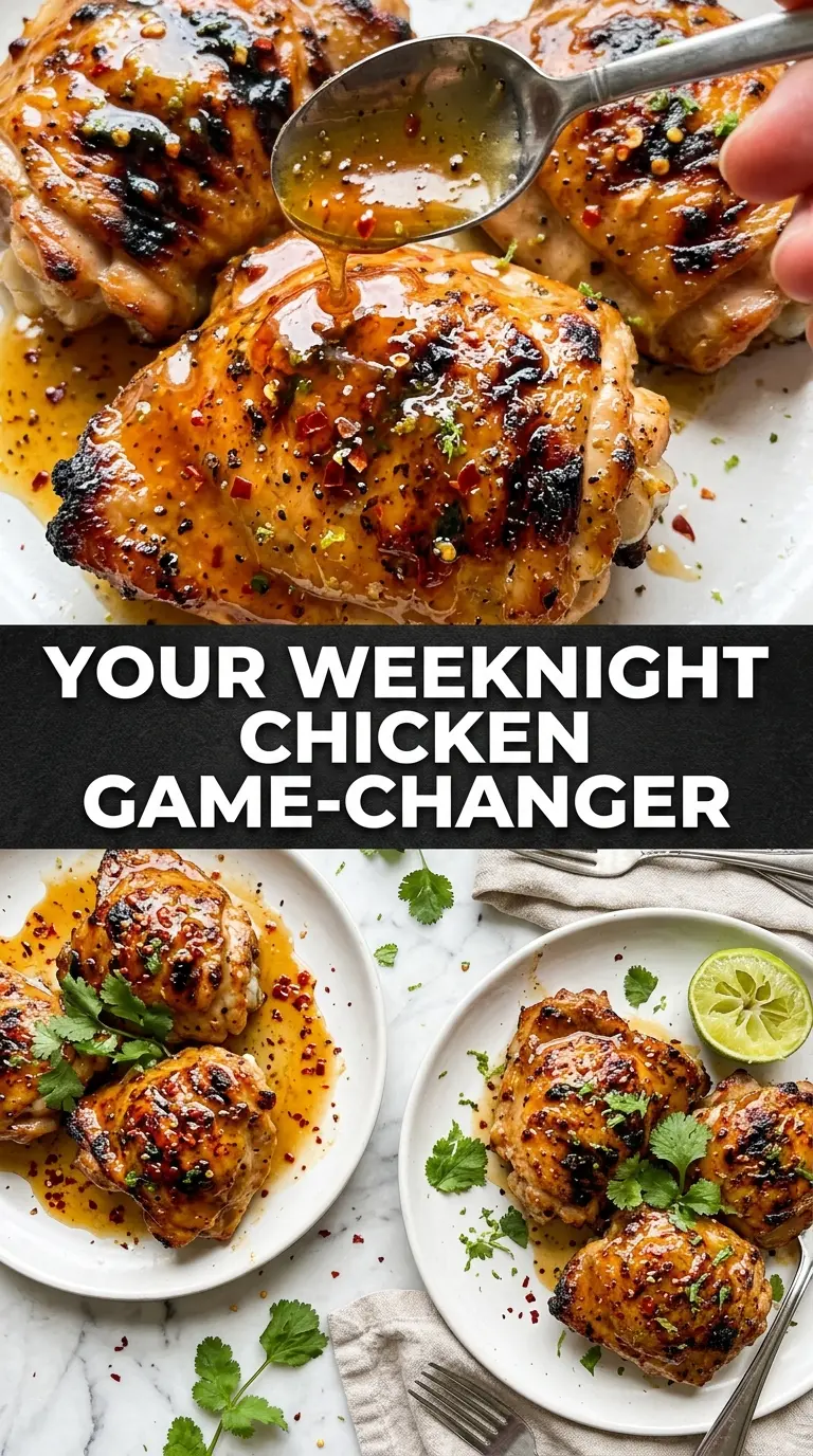 Spicy Honey-Lime Chicken, grilled glaze, charred edges