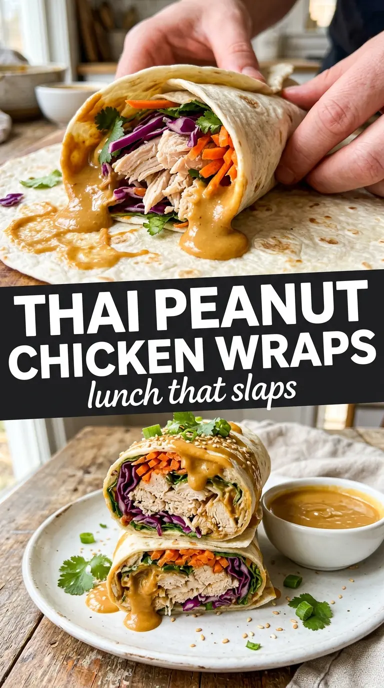 Thai Peanut Chicken Wraps colorful crunchy
