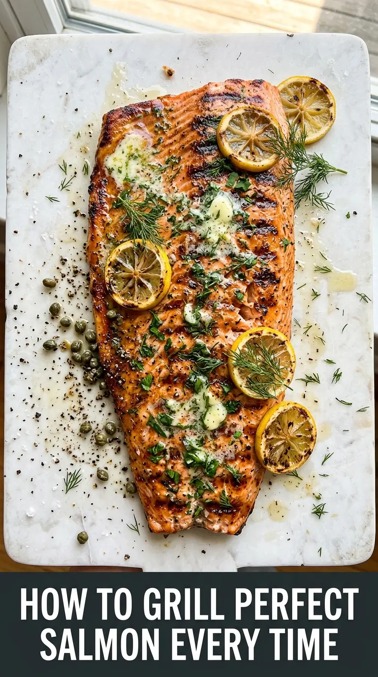 grilled salmon crispy skin lemon dill