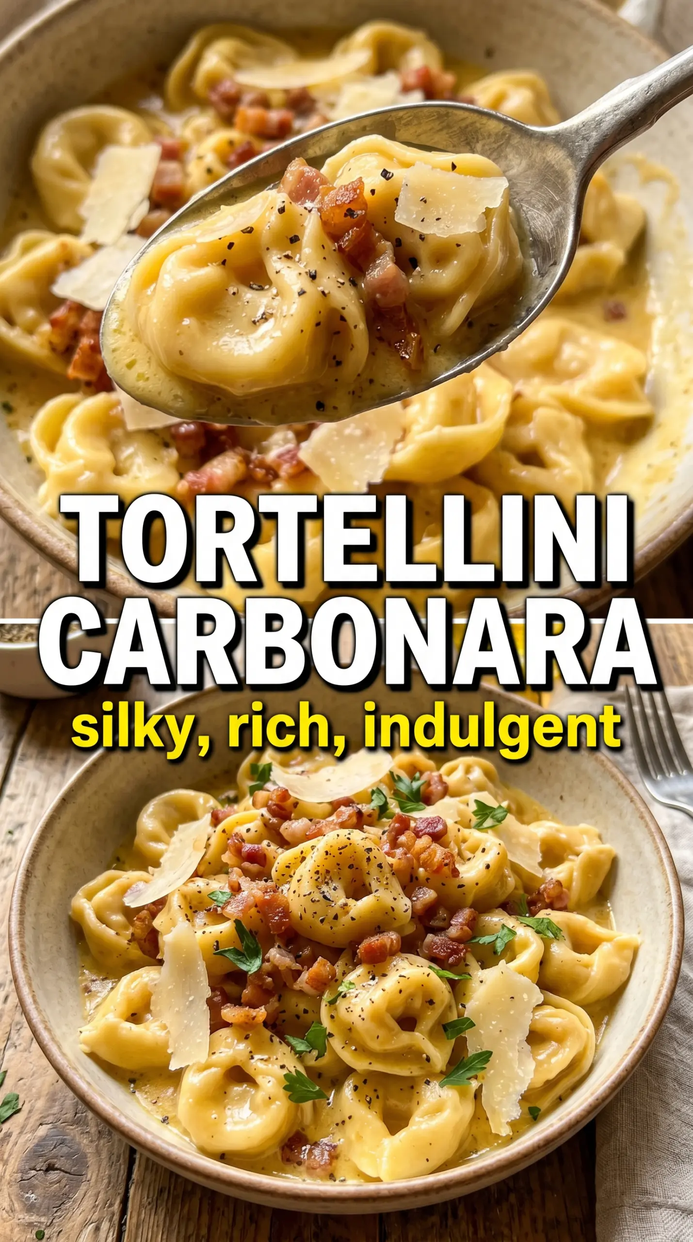 Tortellini carbonara creamy bacon pasta