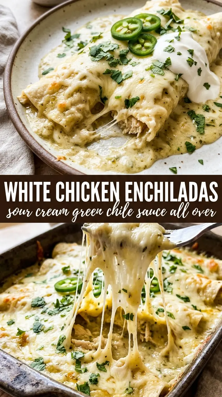 White chicken enchiladas creamy cheesy Tex-Mex