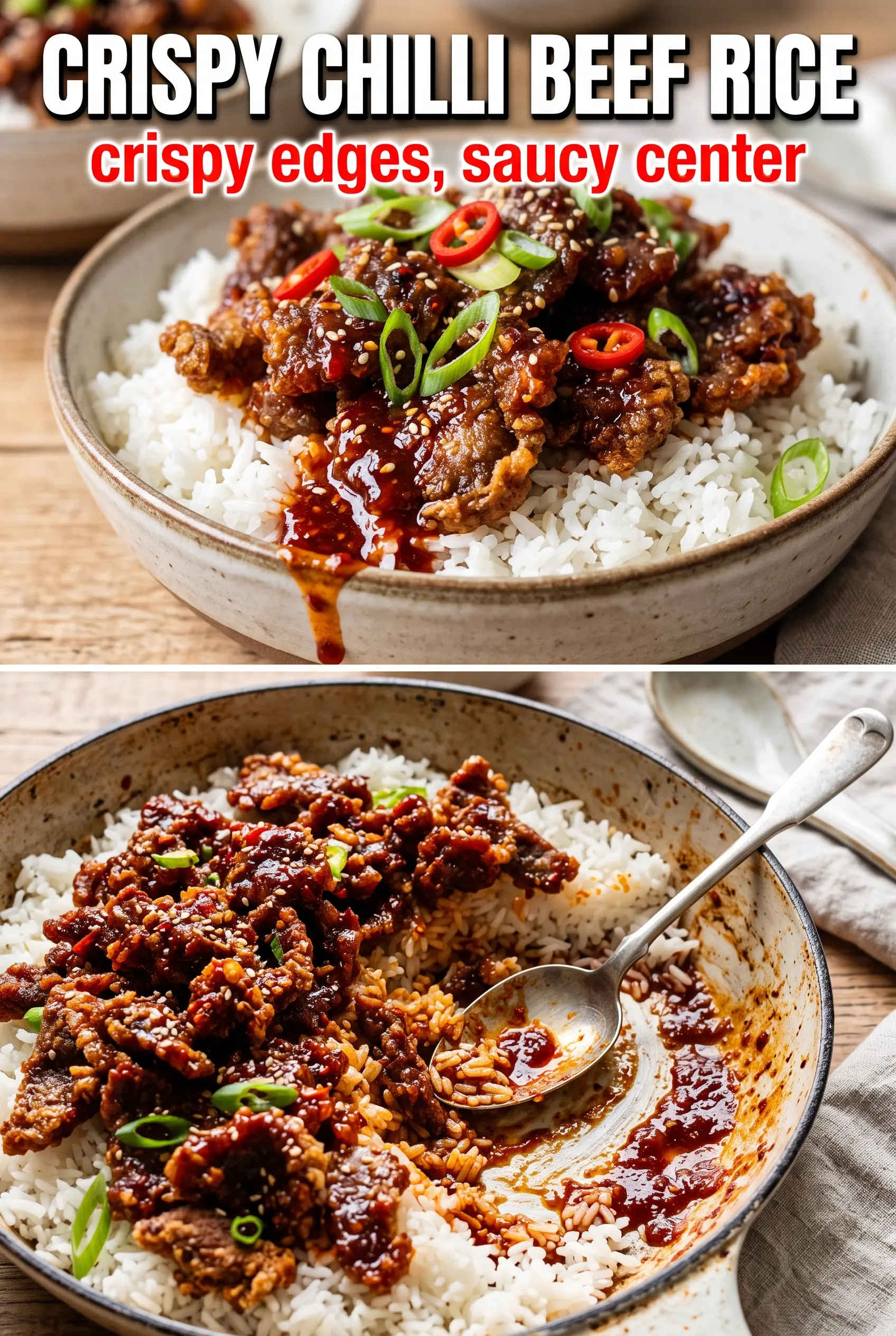 Crispy Chilli Beef Rice