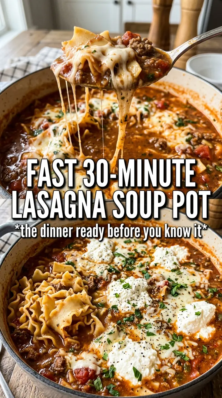 30-Minute Lasagna Soup tomato broth sausage ricotta