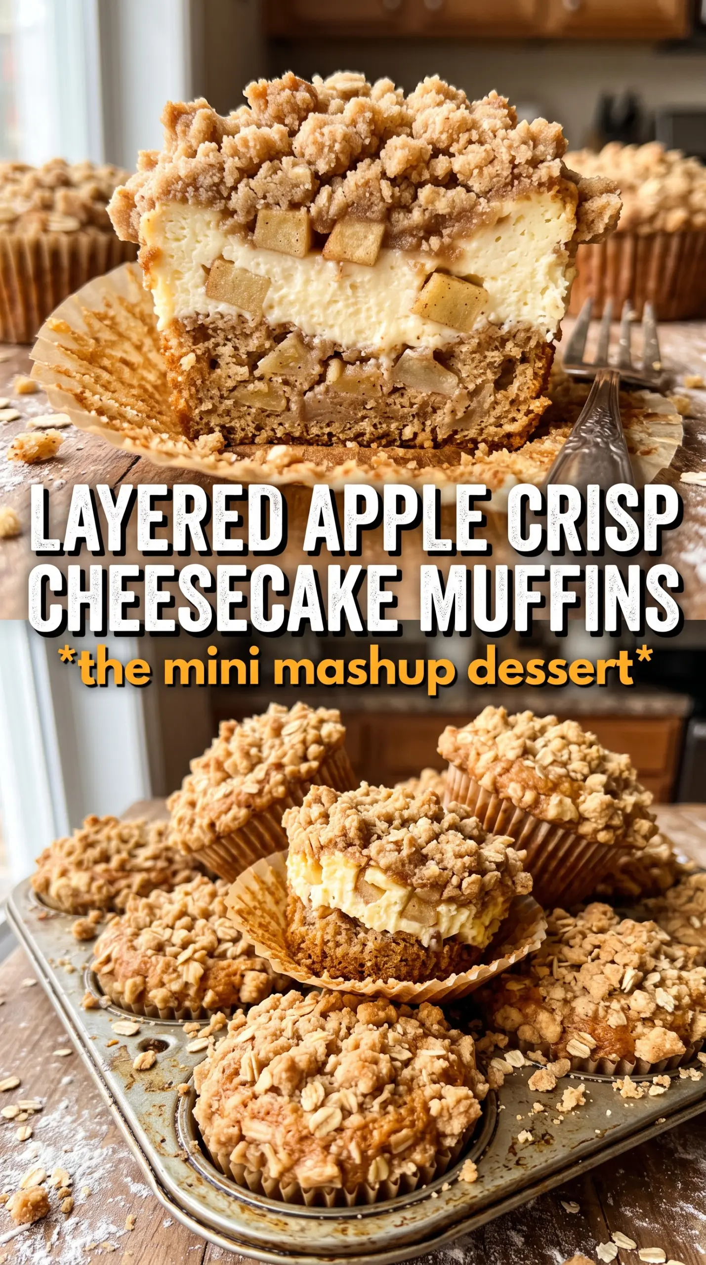 Apple Crisp Cheesecake Muffins creamy apple crumble