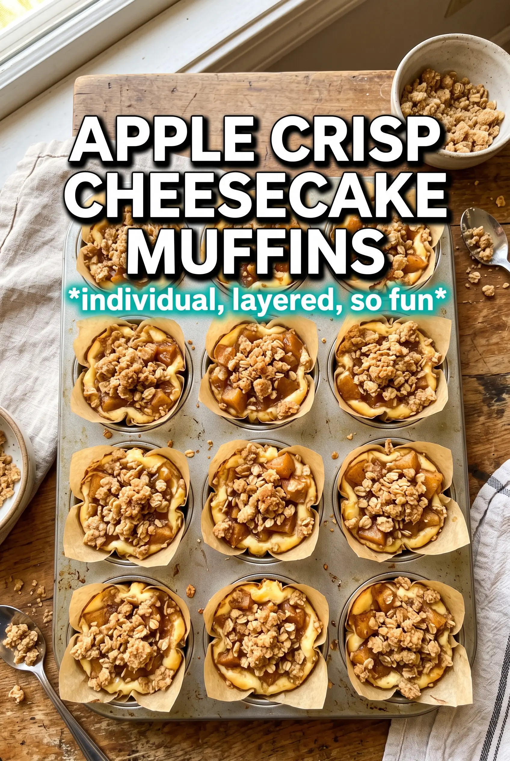 Apple Crisp Cheesecake Muffins