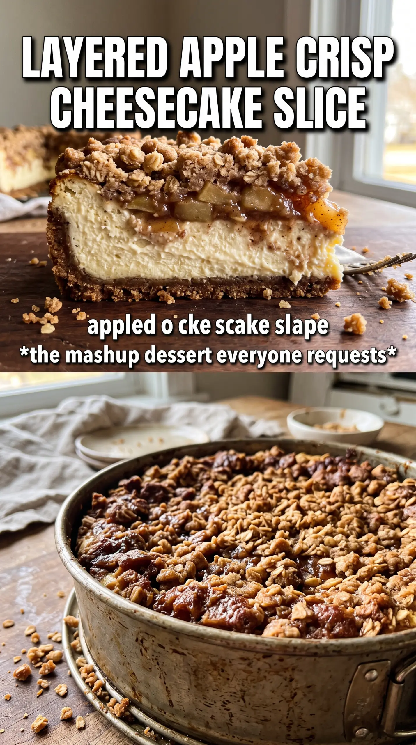 Apple Crisp Cheesecake creamy spiced crunchy