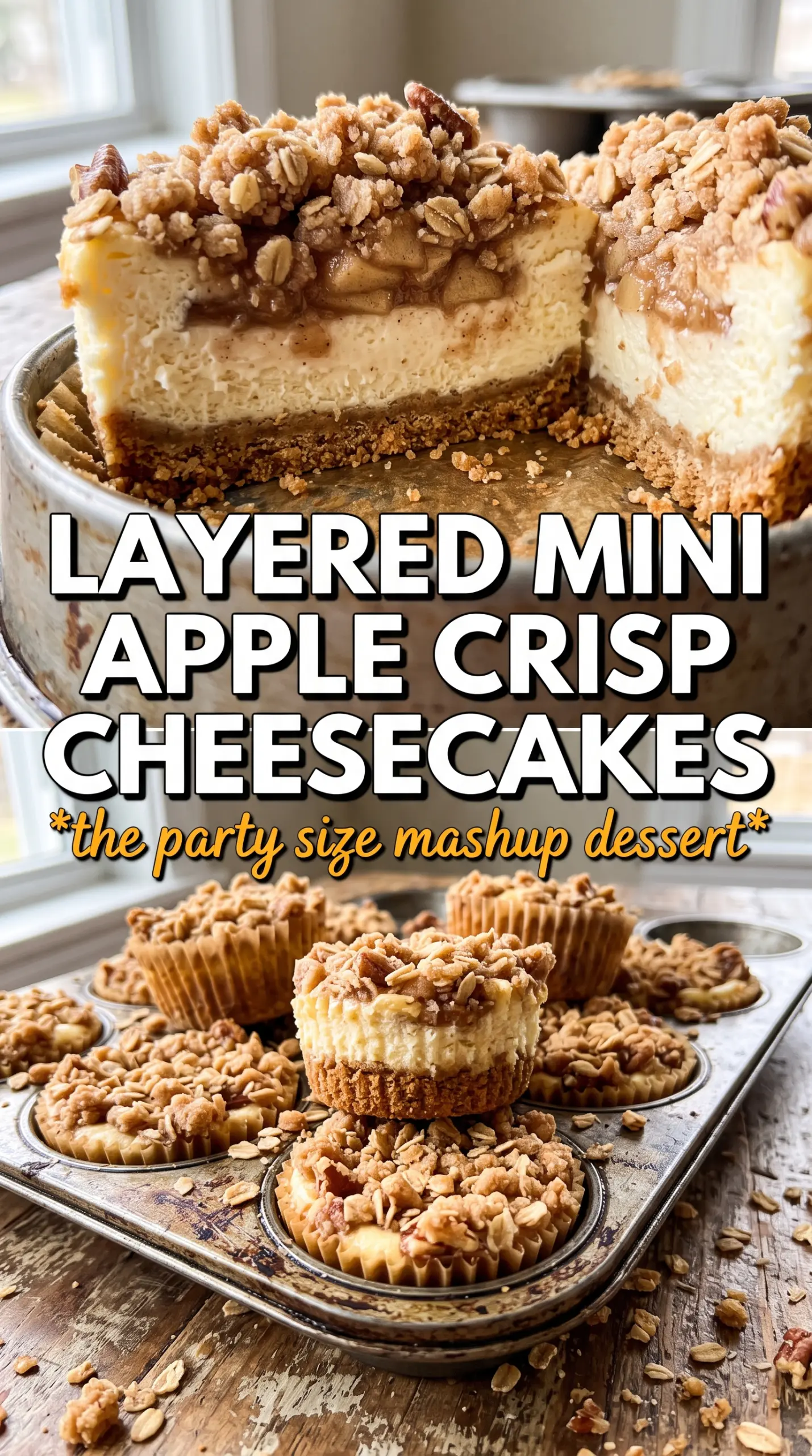 Apple Crisp Mini Cheesecakes creamy cinnamon crumble