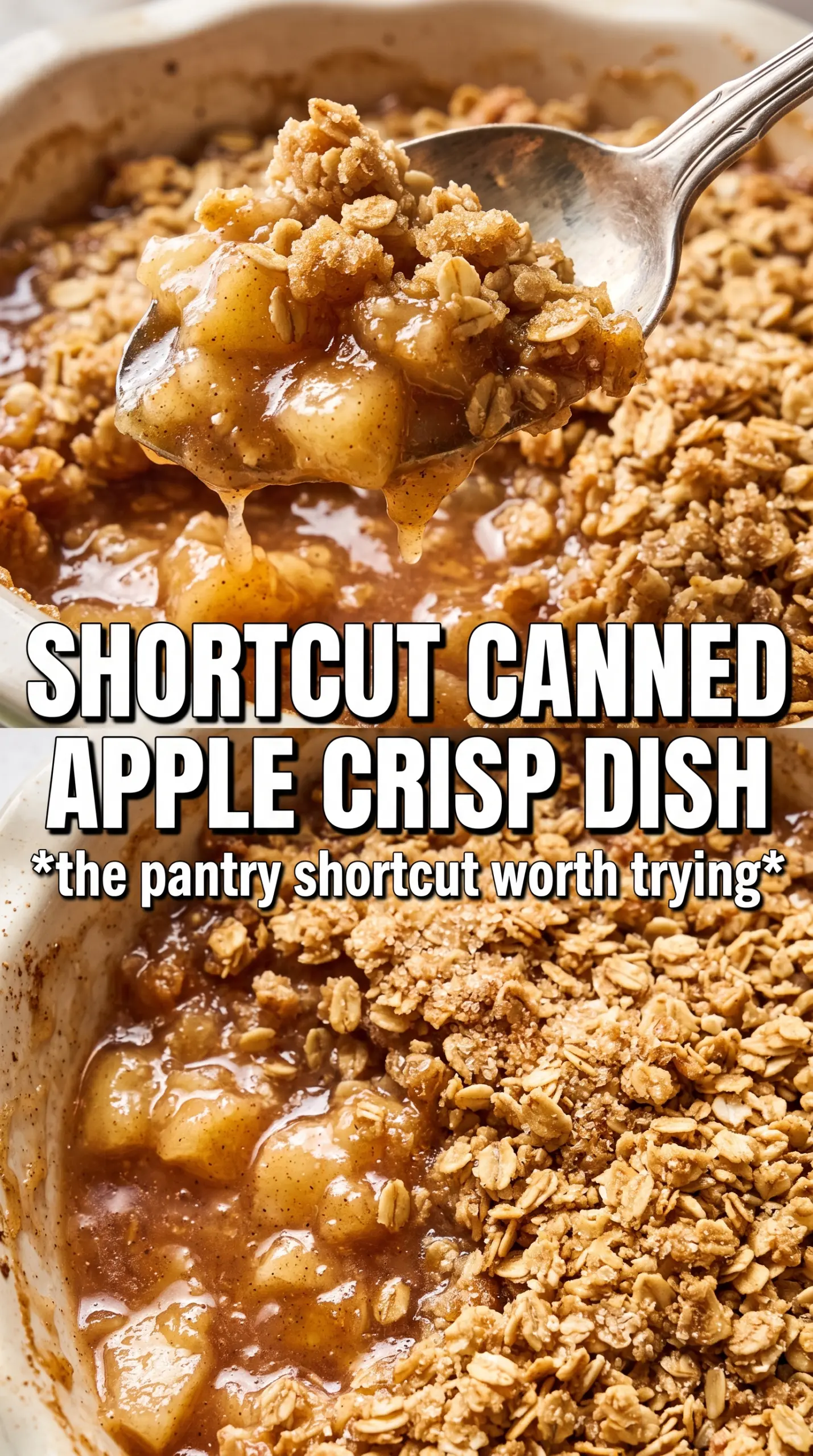 Apple Crisp With Canned Apple Filling golden oat crumble, bubbling apples, vanilla ice cream