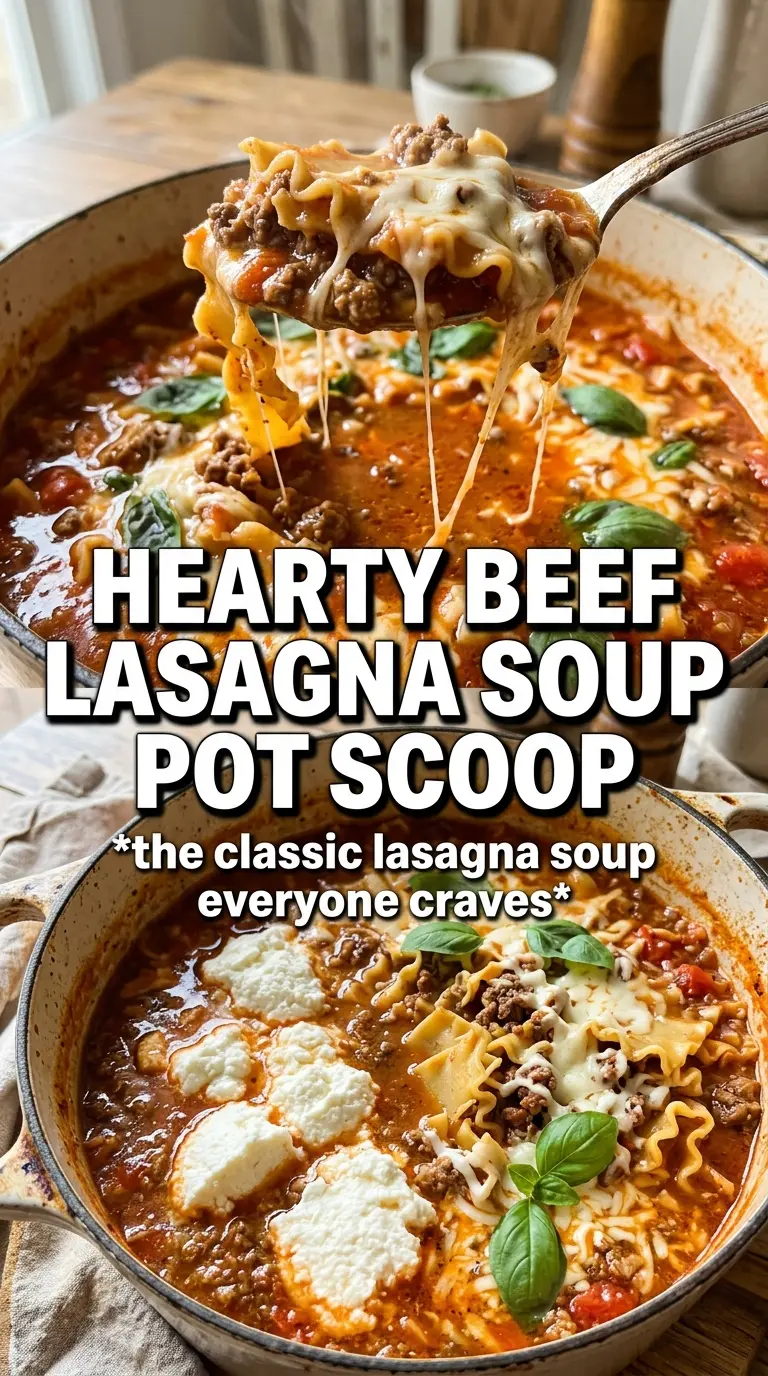 Beef Lasagna Soup rich hearty cheesy