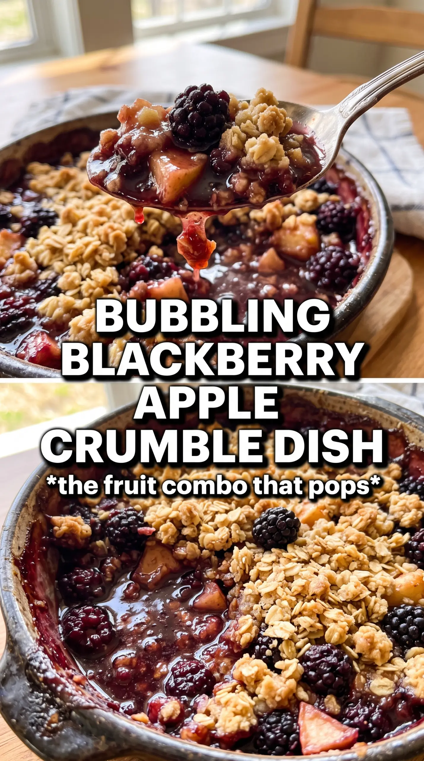 Blackberry Apple Crumble golden crumble bubbling fruit
