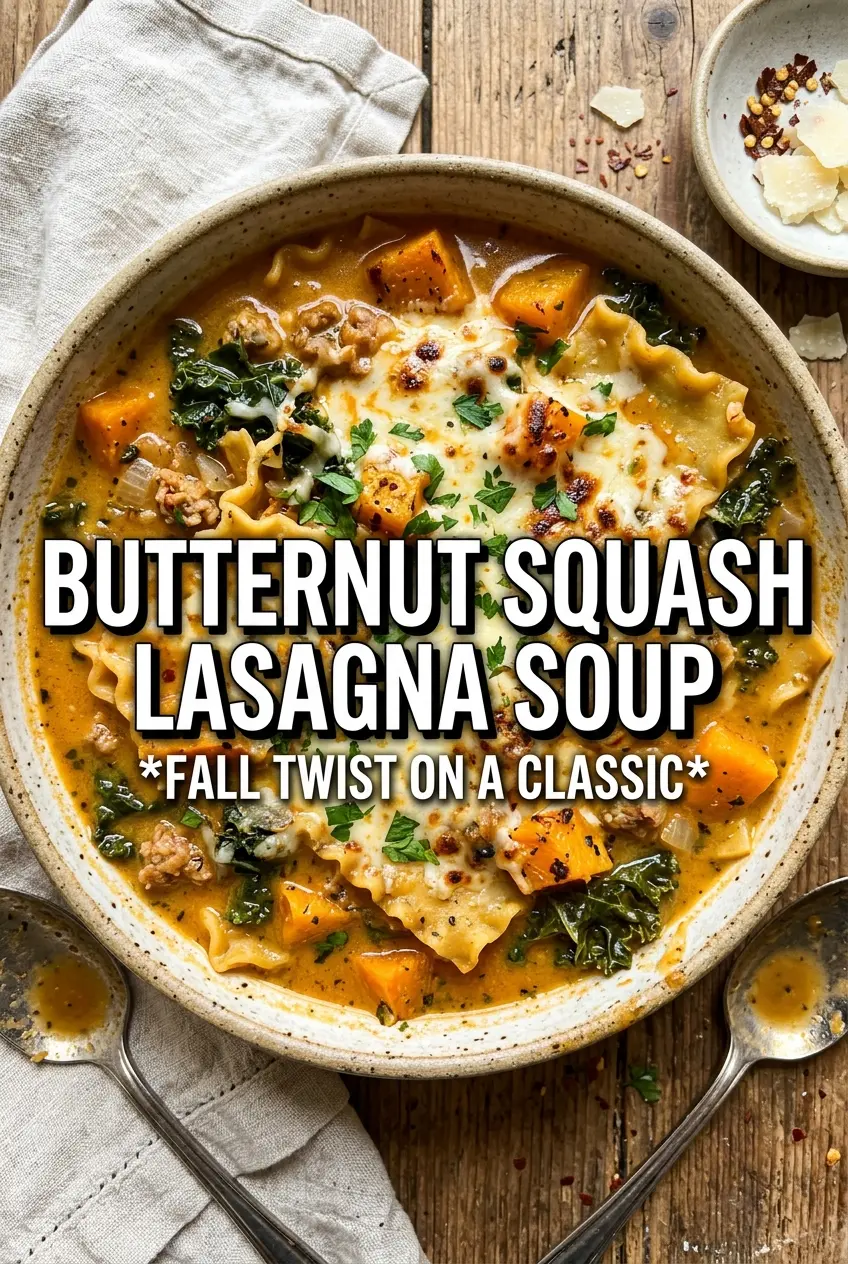 Butternut Squash Lasagna Soup With Kale And Mozzarella