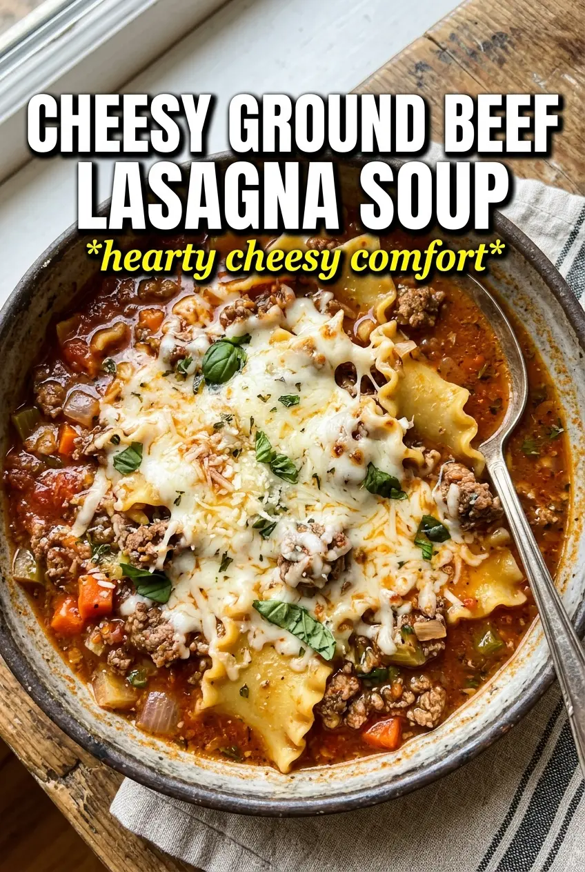Cheesy Ground Beef Lasagna Soup