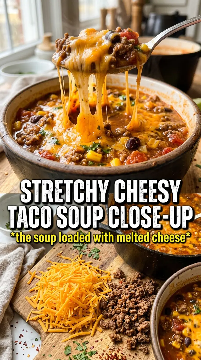 Cheesy Taco Soup creamy beefy cheesy