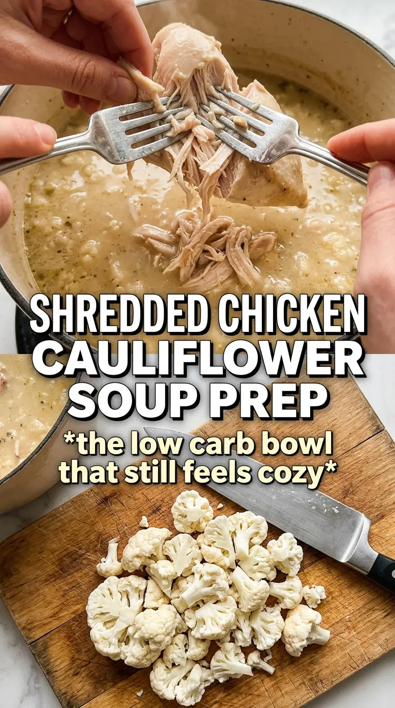 Cauliflower Chicken Soup creamy golden, cheesy