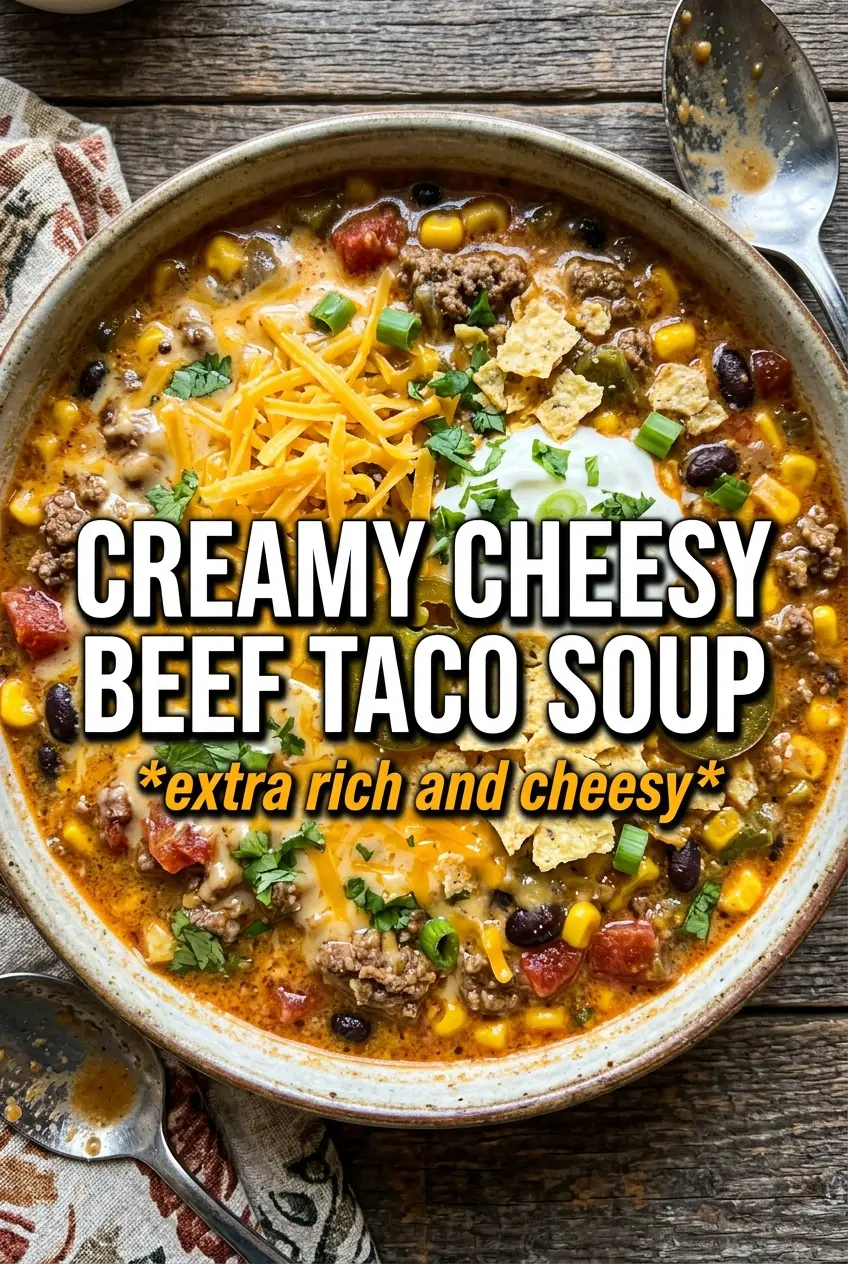 Creamy Cheesy Ground Beef Taco Soup