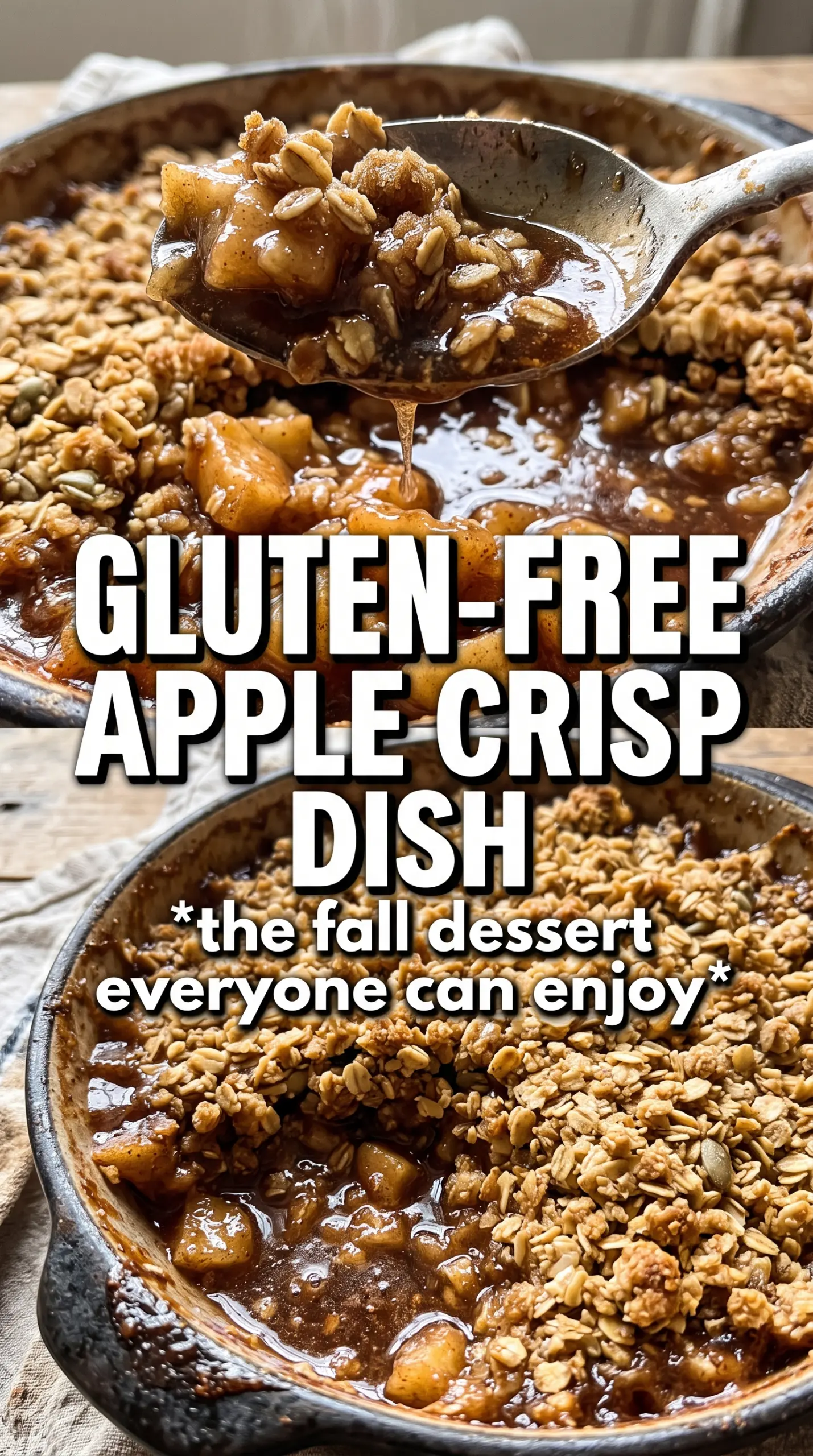 Gluten-Free Apple Crisp golden crumble, cinnamon apples, caramelized edges