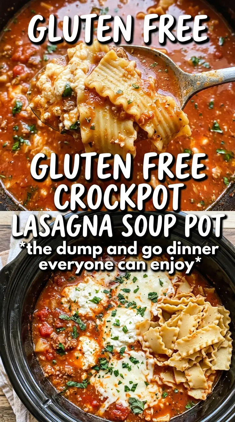 Gluten Free Crockpot Lasagna Soup rich tomato broth, cheesy, hearty