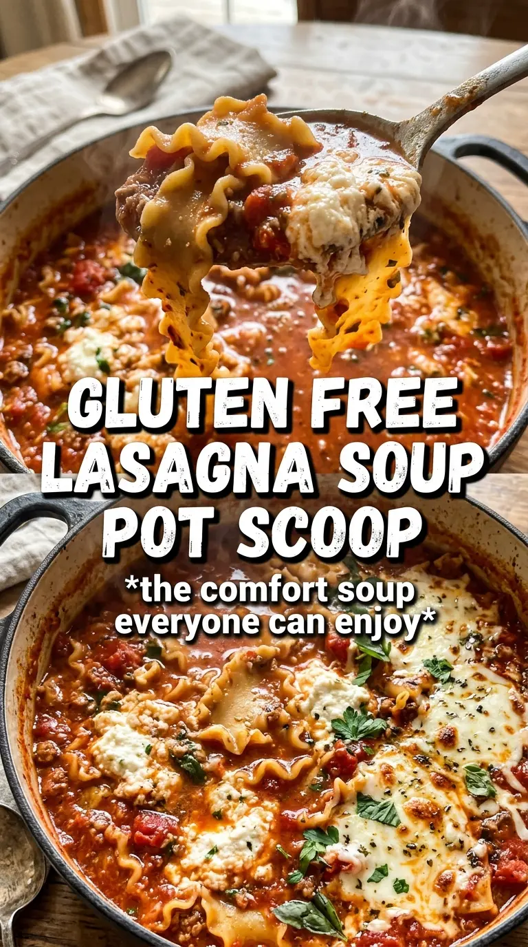 Gluten Free Lasagna Soup rich tomato broth, cheesy, hearty