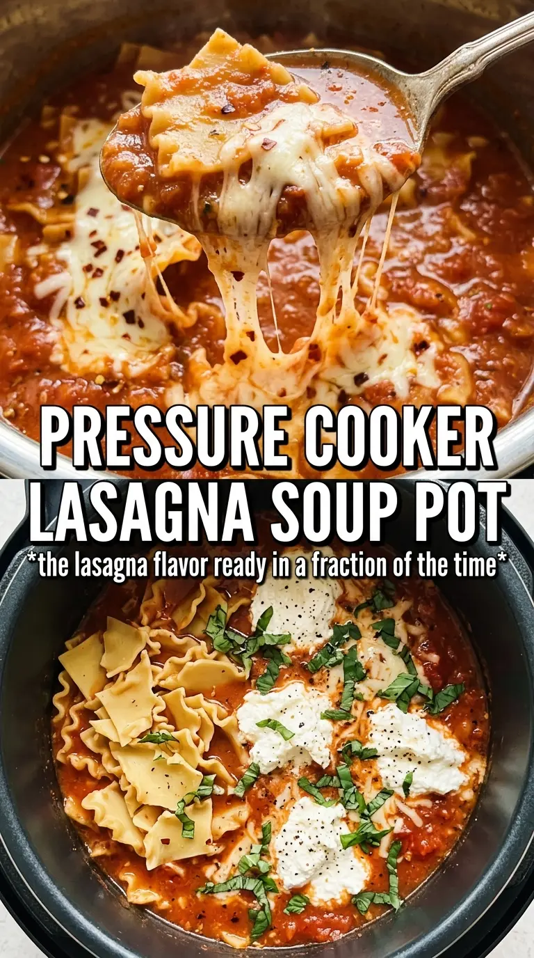 Instant Pot Lasagna Soup rich tomato broth, sausage, cheesy