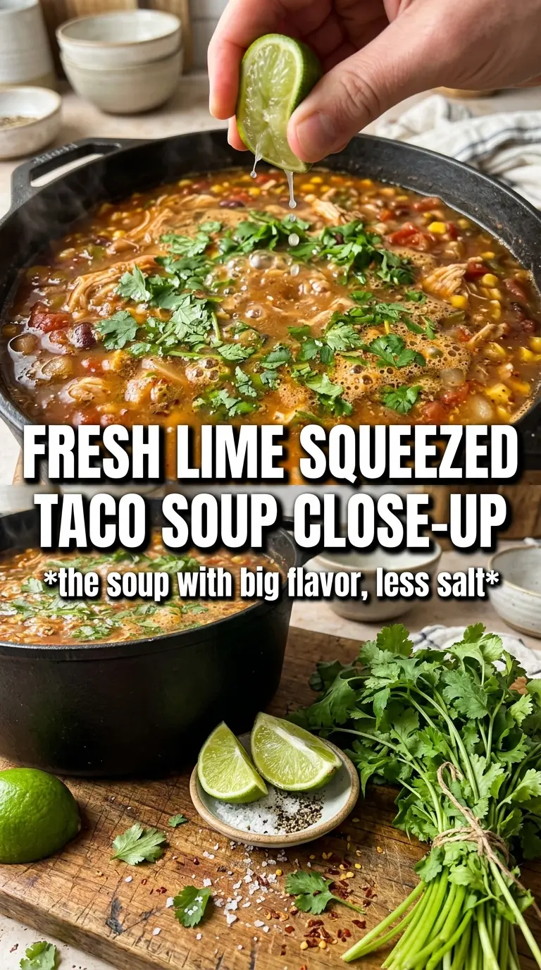 Low Sodium Taco Soup hearty Tex-Mex, fresh toppings