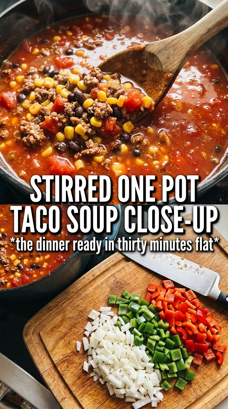 One Pot 30-Minute Taco Soup vibrant, hearty, Tex-Mex
