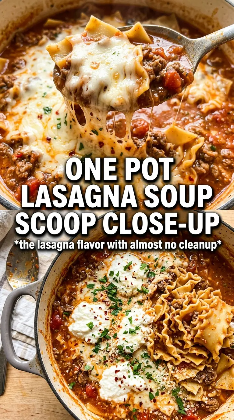One Pot Lasagna Soup rich tomato sausage