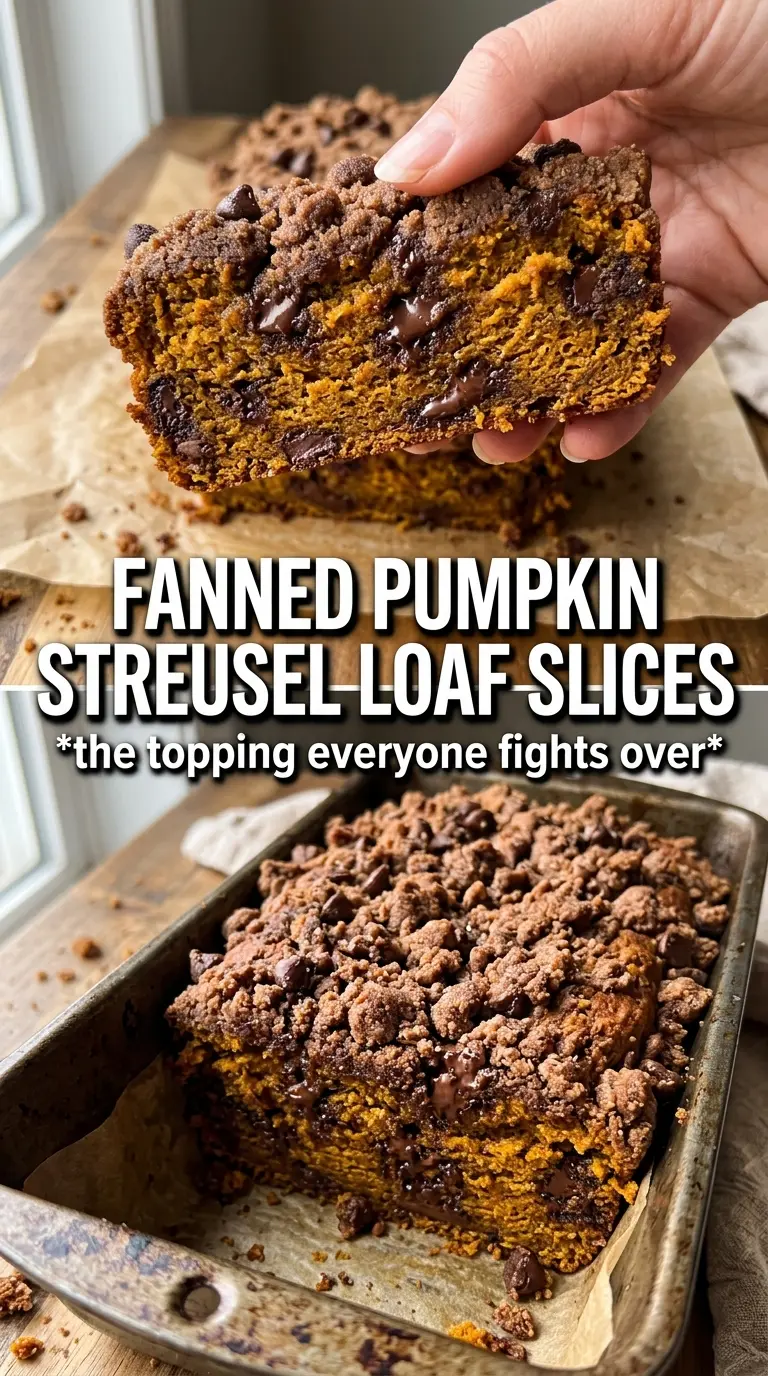 Pumpkin Chocolate Chip Streusel Bread moist crumb chocolate streusel