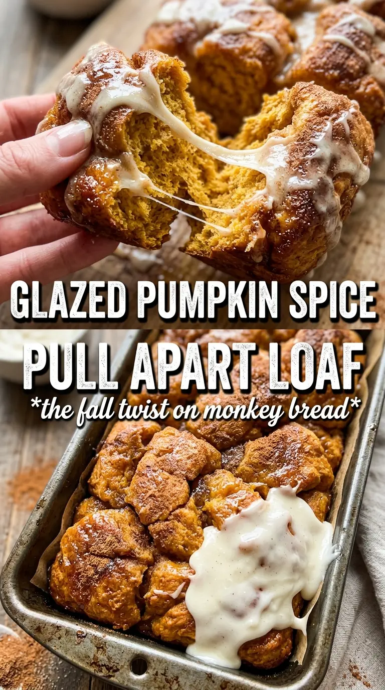 Pumpkin Spice Pull Apart Bread pumpkin spice cinnamon sugar cream cheese glaze