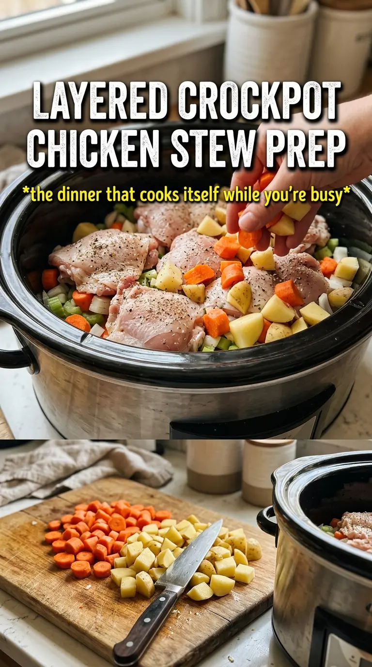 Slow cooker chicken stew hearty gravy vegetables