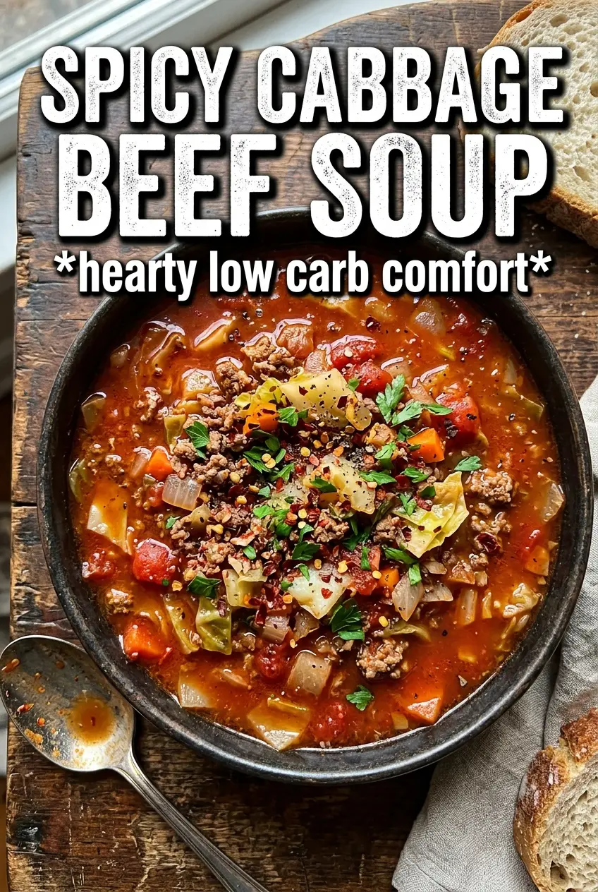 Slow Cooker Spicy Cabbage Beef Soup