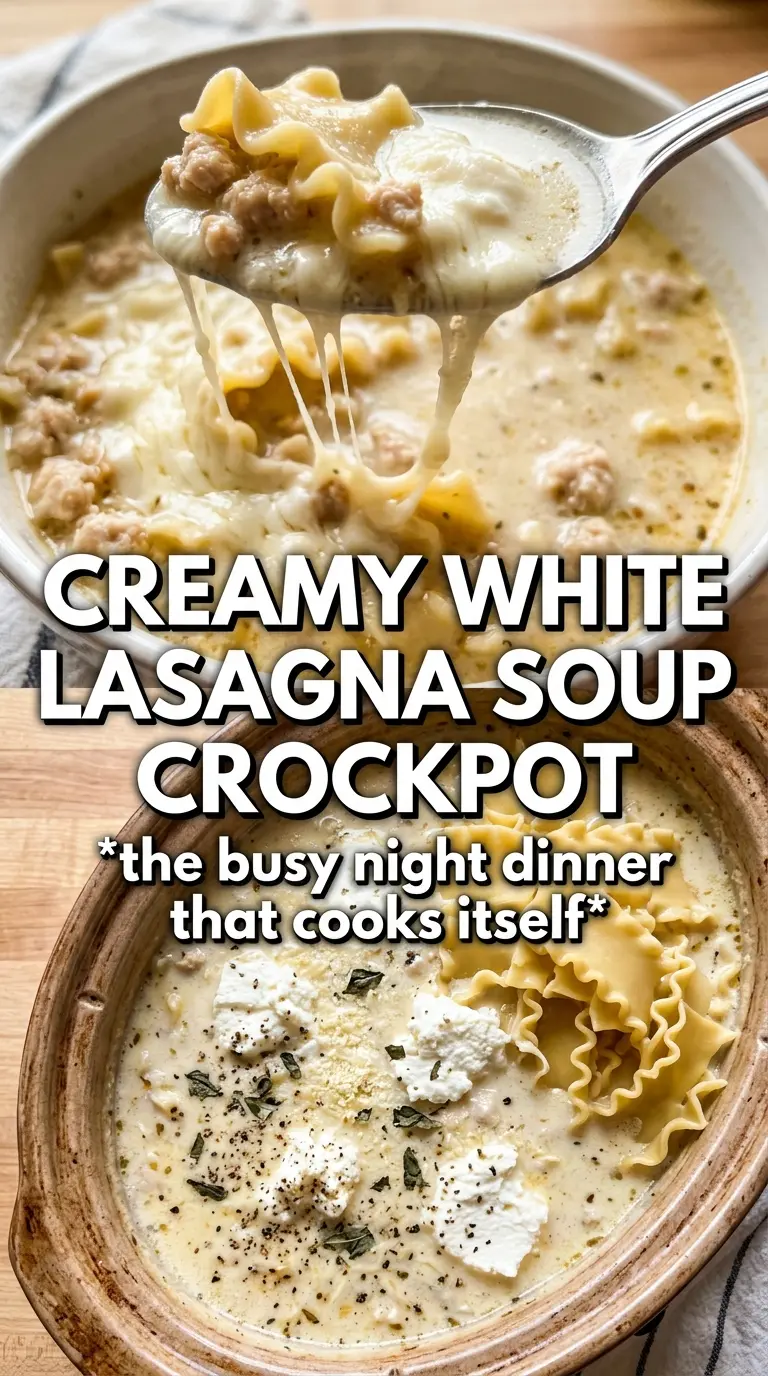 Slow Cooker White Lasagna Soup creamy chicken spinach