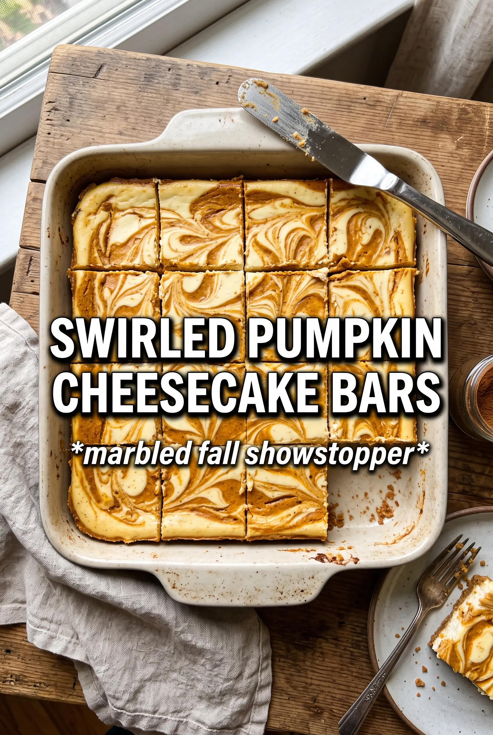 Swirled Pumpkin Cheesecake Bars