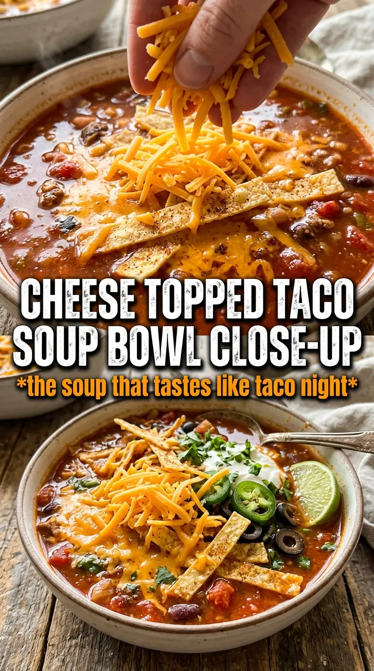 Taco soup bold Tex-Mex, hearty toppings