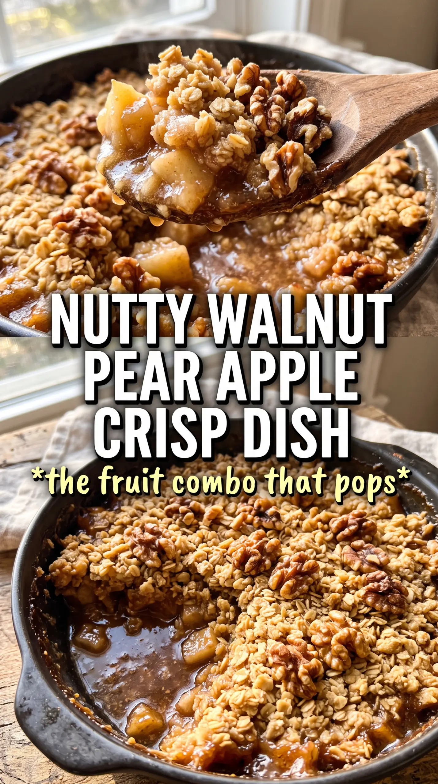 Walnut Pear Apple Crisp golden crumble bubbling fruit