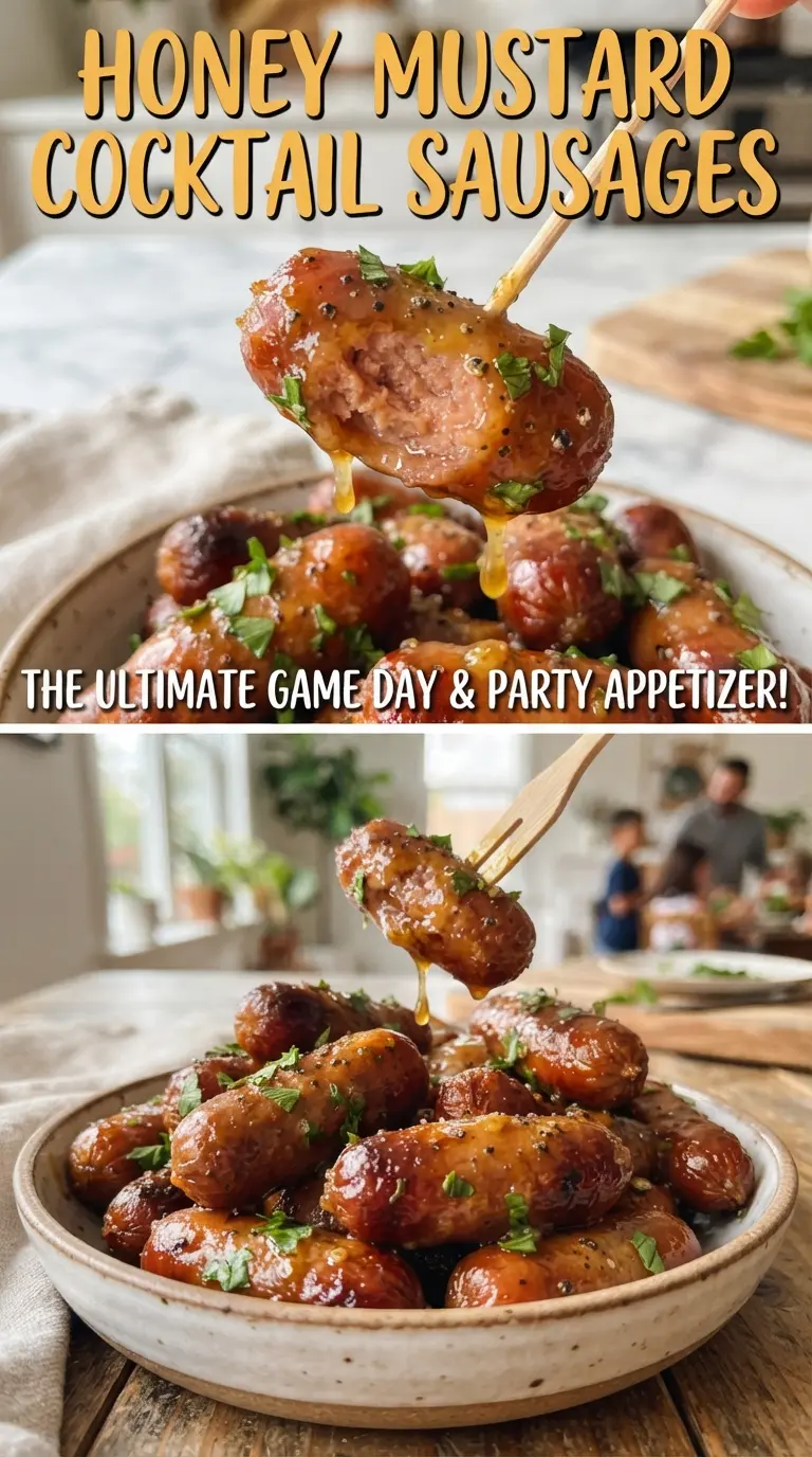 Honey Mustard Cocktail Sausages sticky glazed