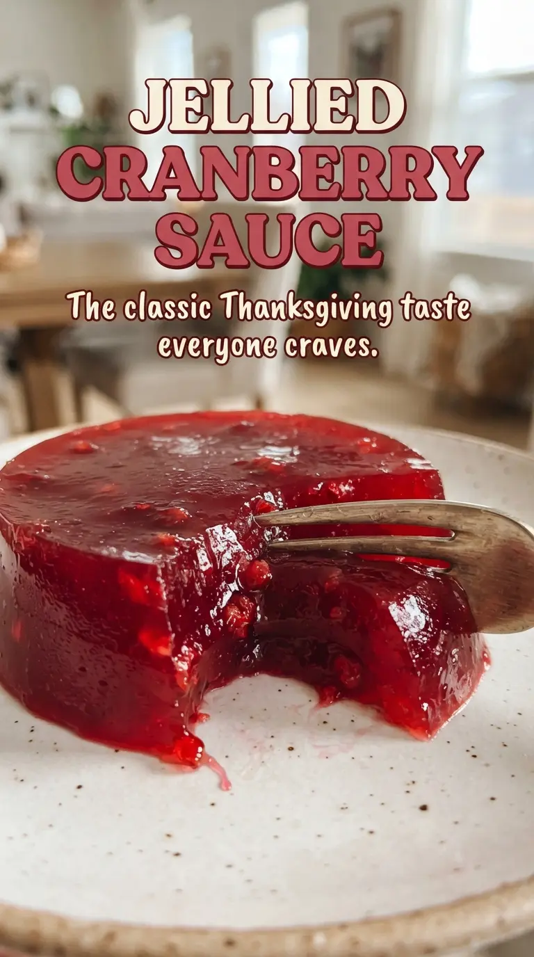 Jellied Cranberry Sauce glossy ruby slice