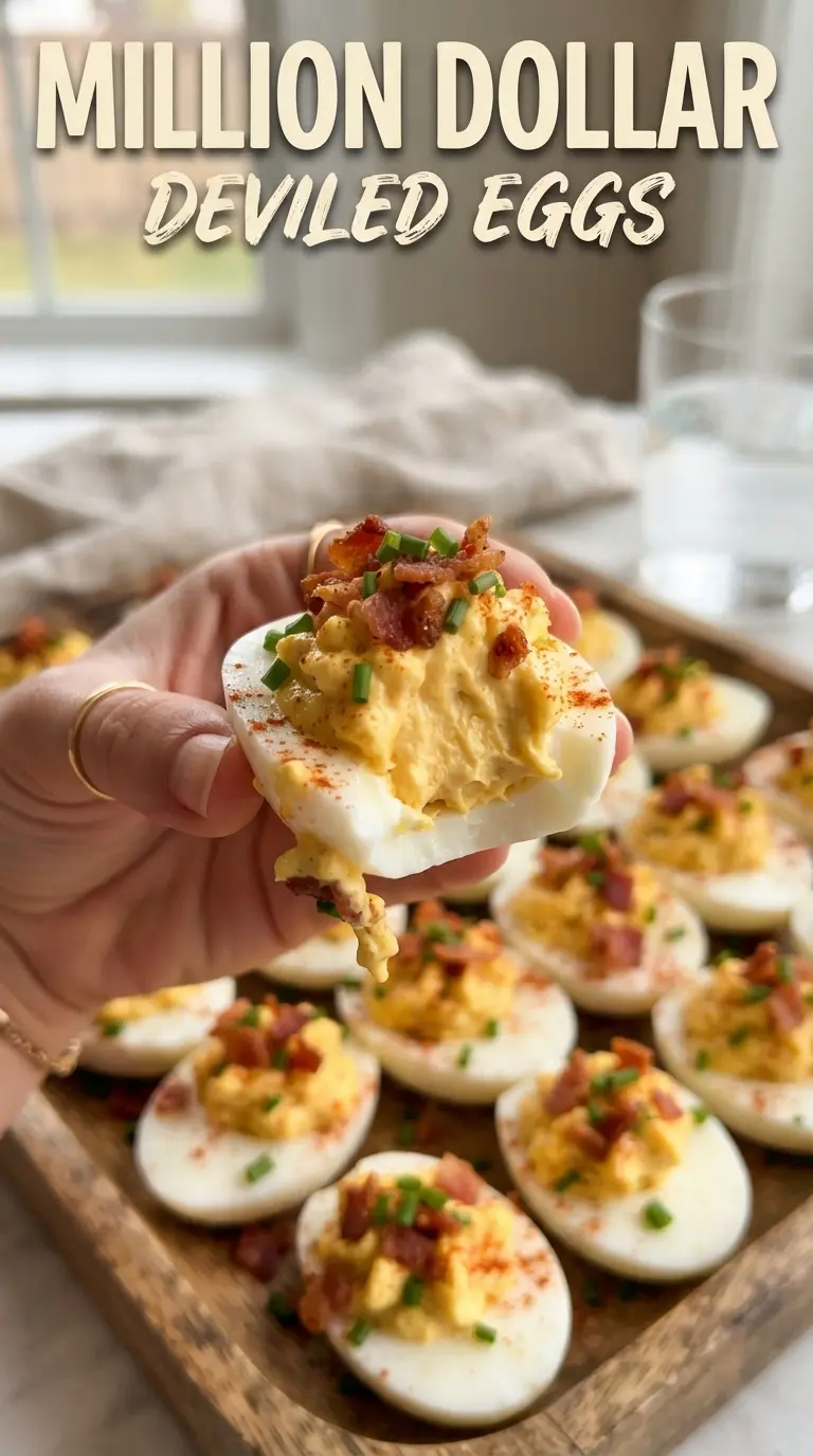 Million Dollar Deviled Eggs creamy fluffy bacon