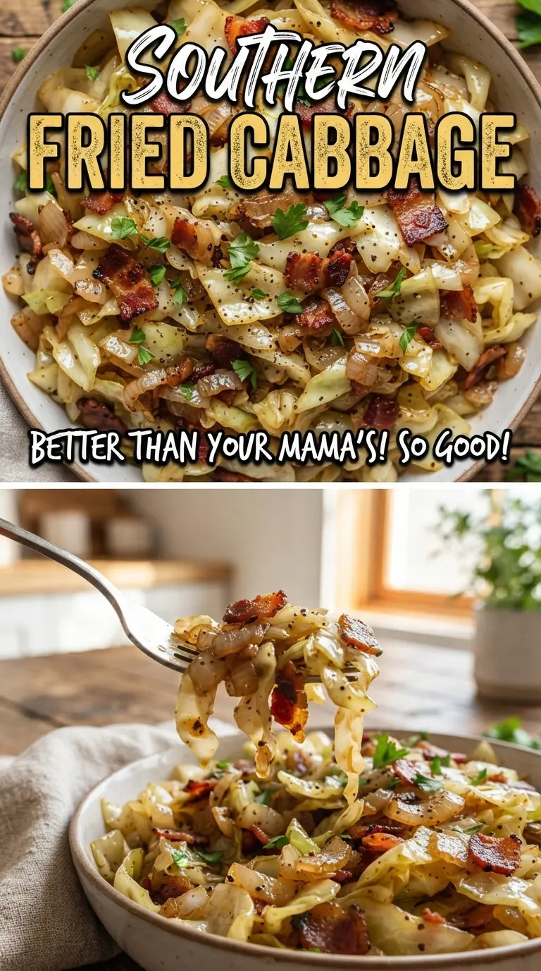 Southern Fried Cabbage bacon onion skillet